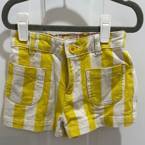 Mini Boden Yellow and White Striped Shorts